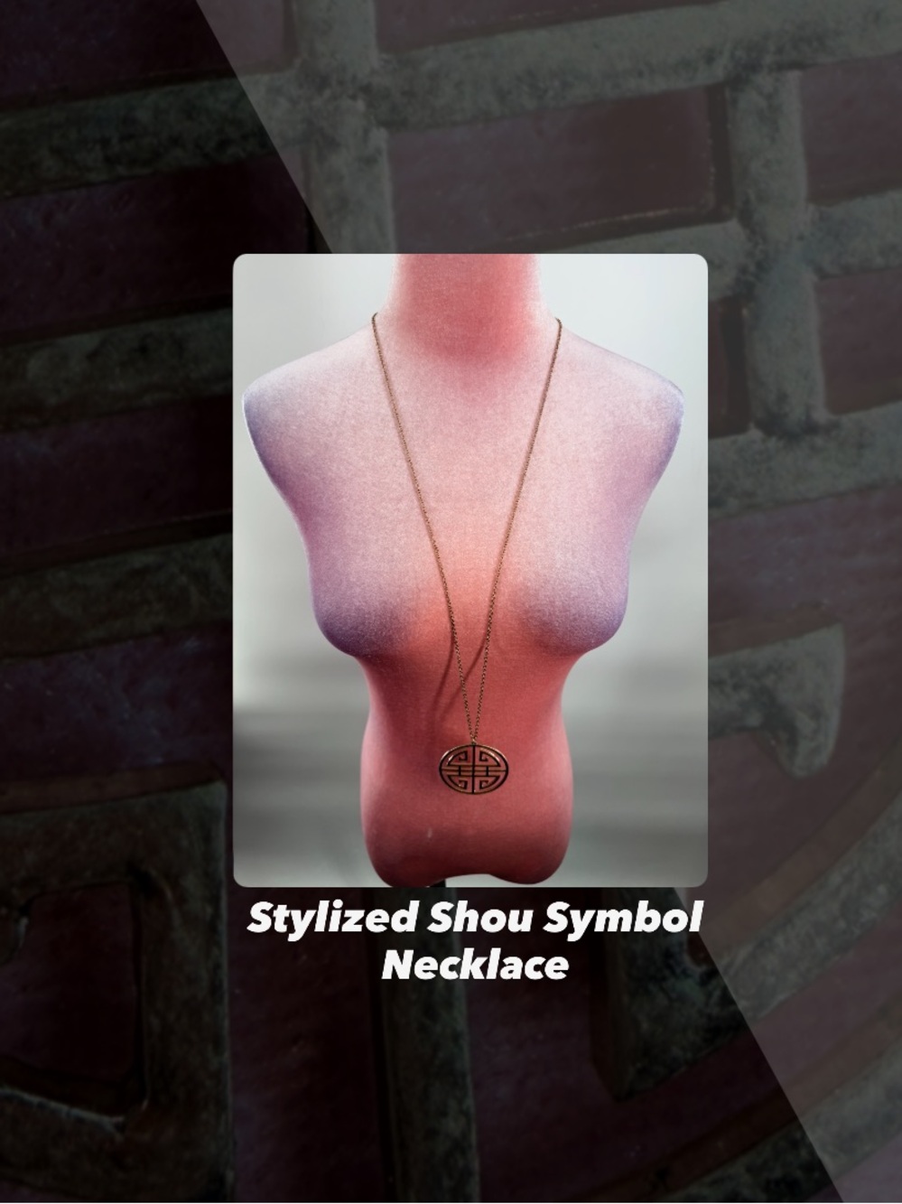 EUC Stylized Shou Symbol Necklace